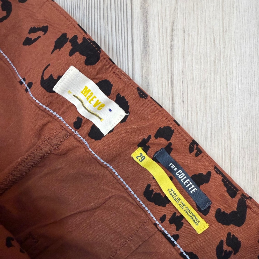 Maeve Anthropologie The Colette Leopard Print Cropped Wide Leg Pants Brown 29 - Picture 5 of 11